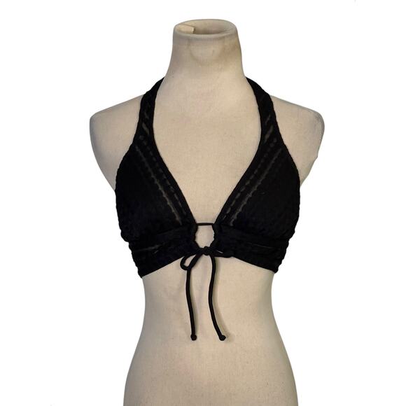 Robin Piccone Carly Lace Halter Bikini Top in Black Size XS - Picture 9 of 14